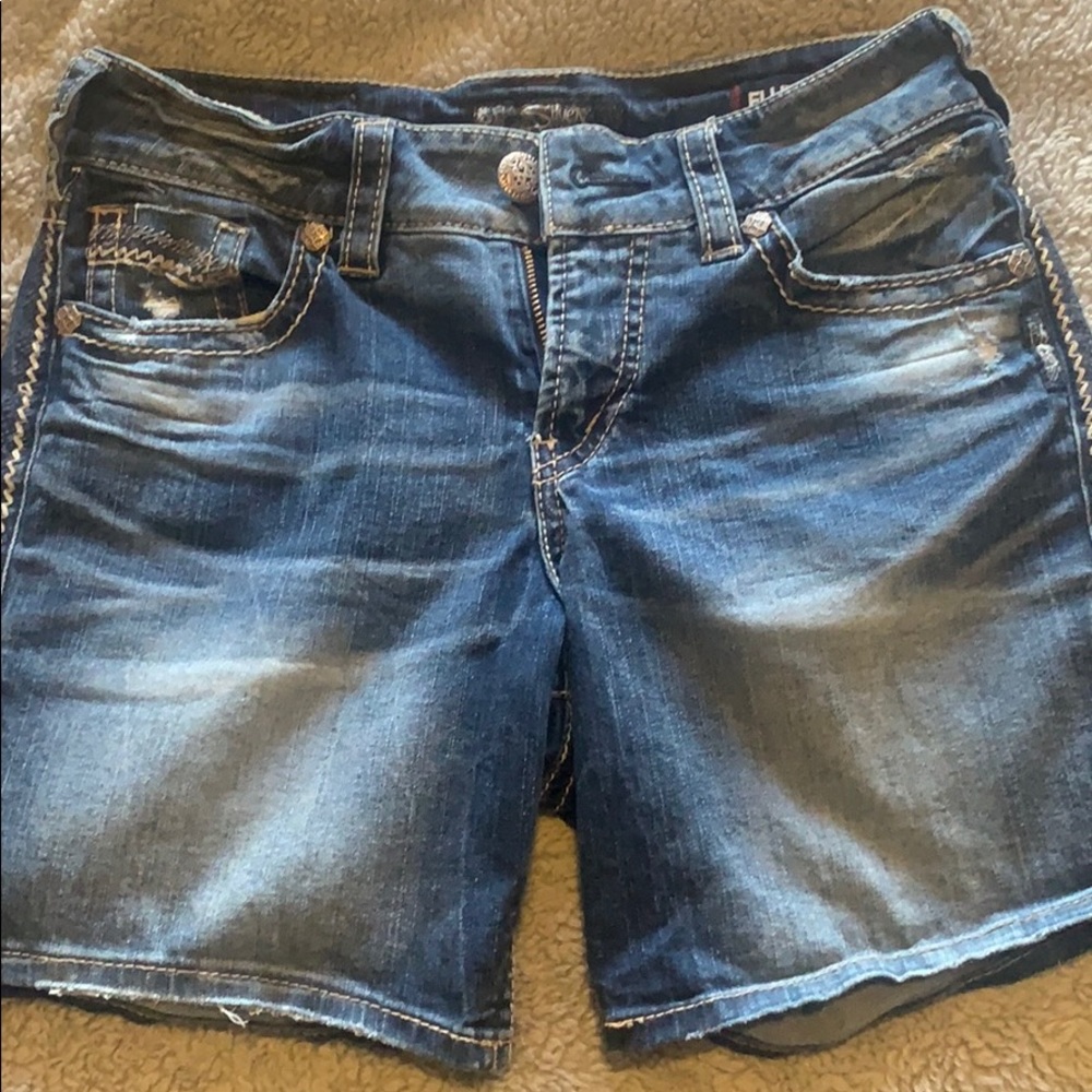 Silver jean shorts